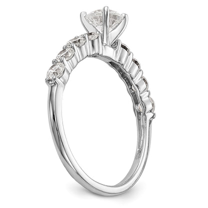 14K White Gold Diamond Peg Set CZ Engagement Ring