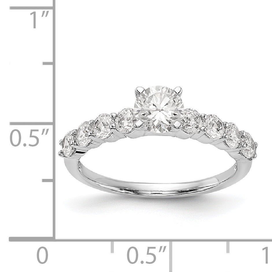 14K White Gold Diamond Peg Set CZ Engagement Ring