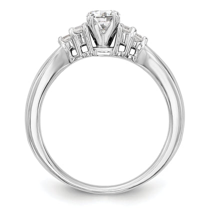 14K White Gold Diamond Peg Set CZ Engagement Ring