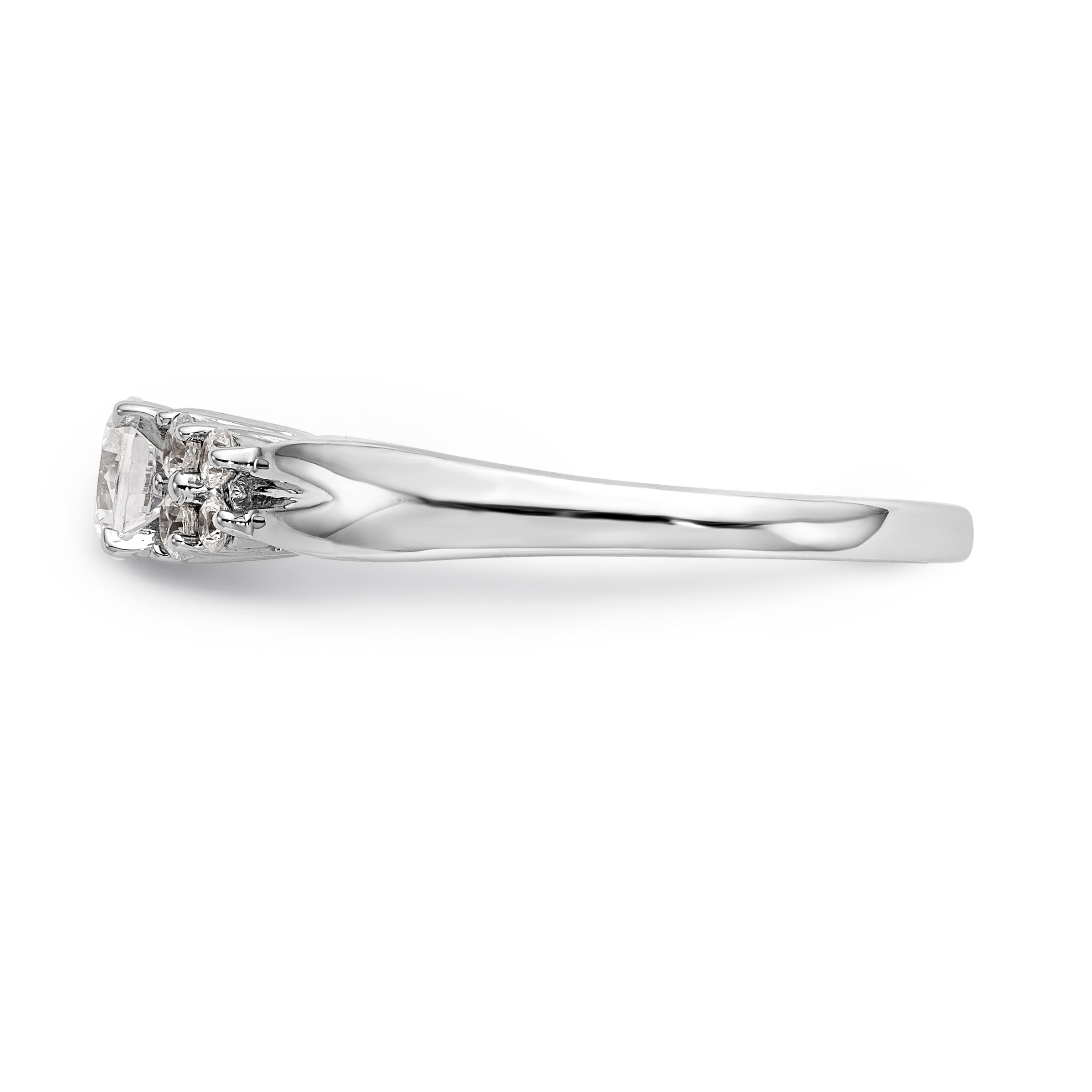 14K White Gold Diamond Peg Set CZ Engagement Ring