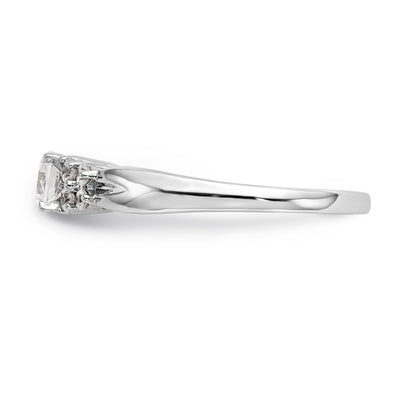 14K White Gold Diamond Peg Set CZ Engagement Ring