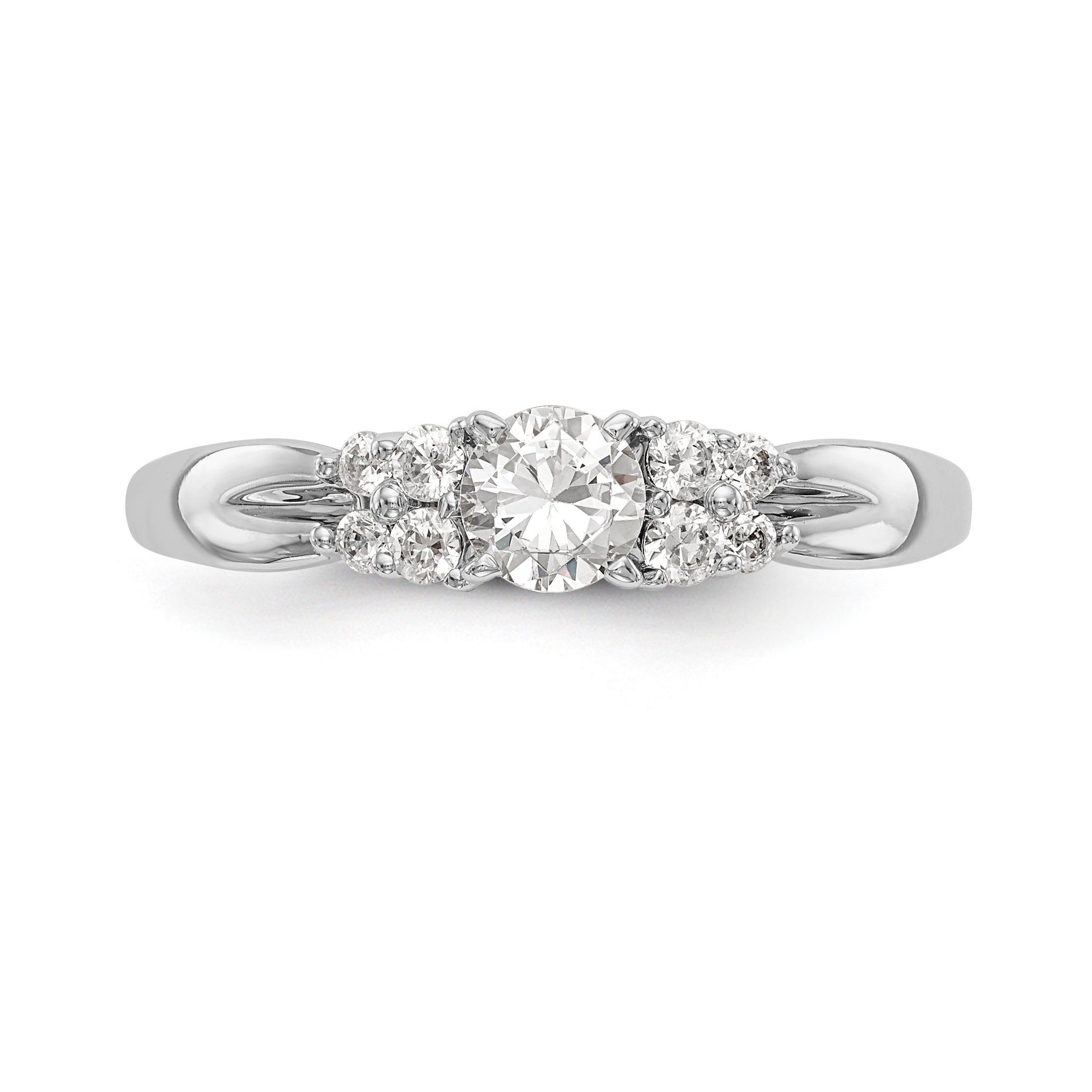 14K White Gold Diamond Peg Set CZ Engagement Ring