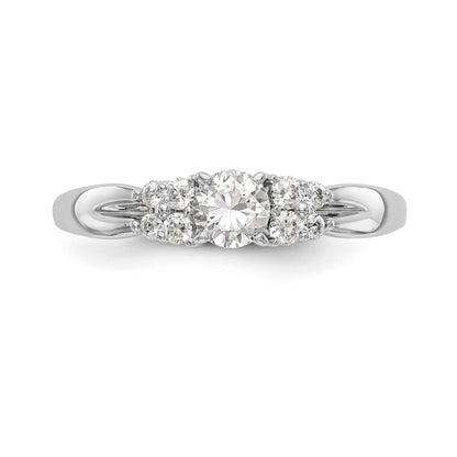 14K White Gold Diamond Peg Set CZ Engagement Ring