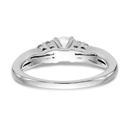 14K White Gold Diamond Peg Set CZ Engagement Ring