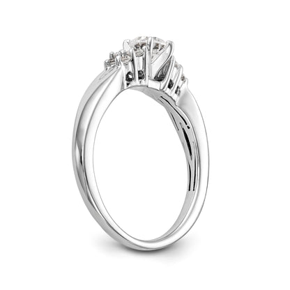 14K White Gold Diamond Peg Set CZ Engagement Ring
