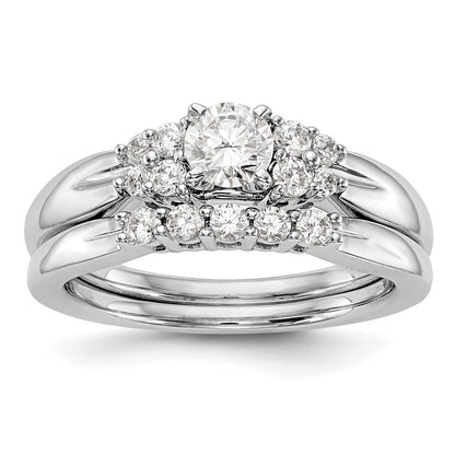 14K White Gold Diamond Peg Set CZ Engagement Ring