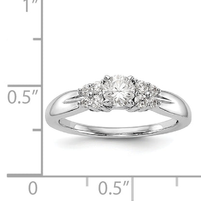 14K White Gold Diamond Peg Set CZ Engagement Ring