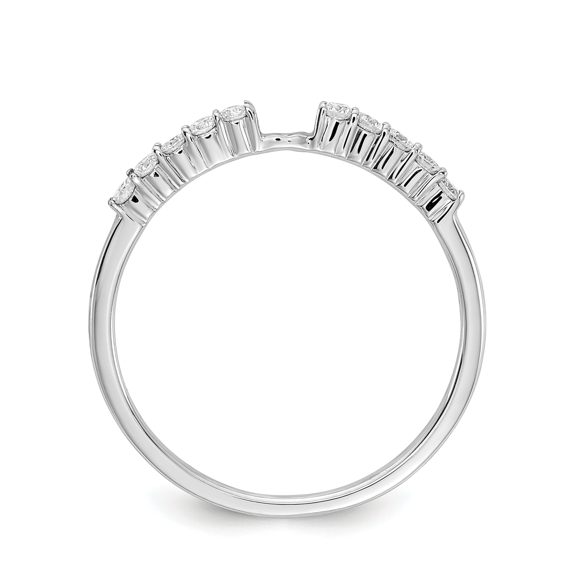 14K White Gold Diamond Peg Set CZ Engagement Ring