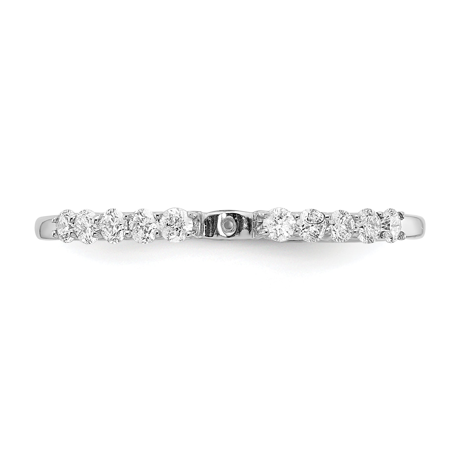 14K White Gold Diamond Peg Set CZ Engagement Ring