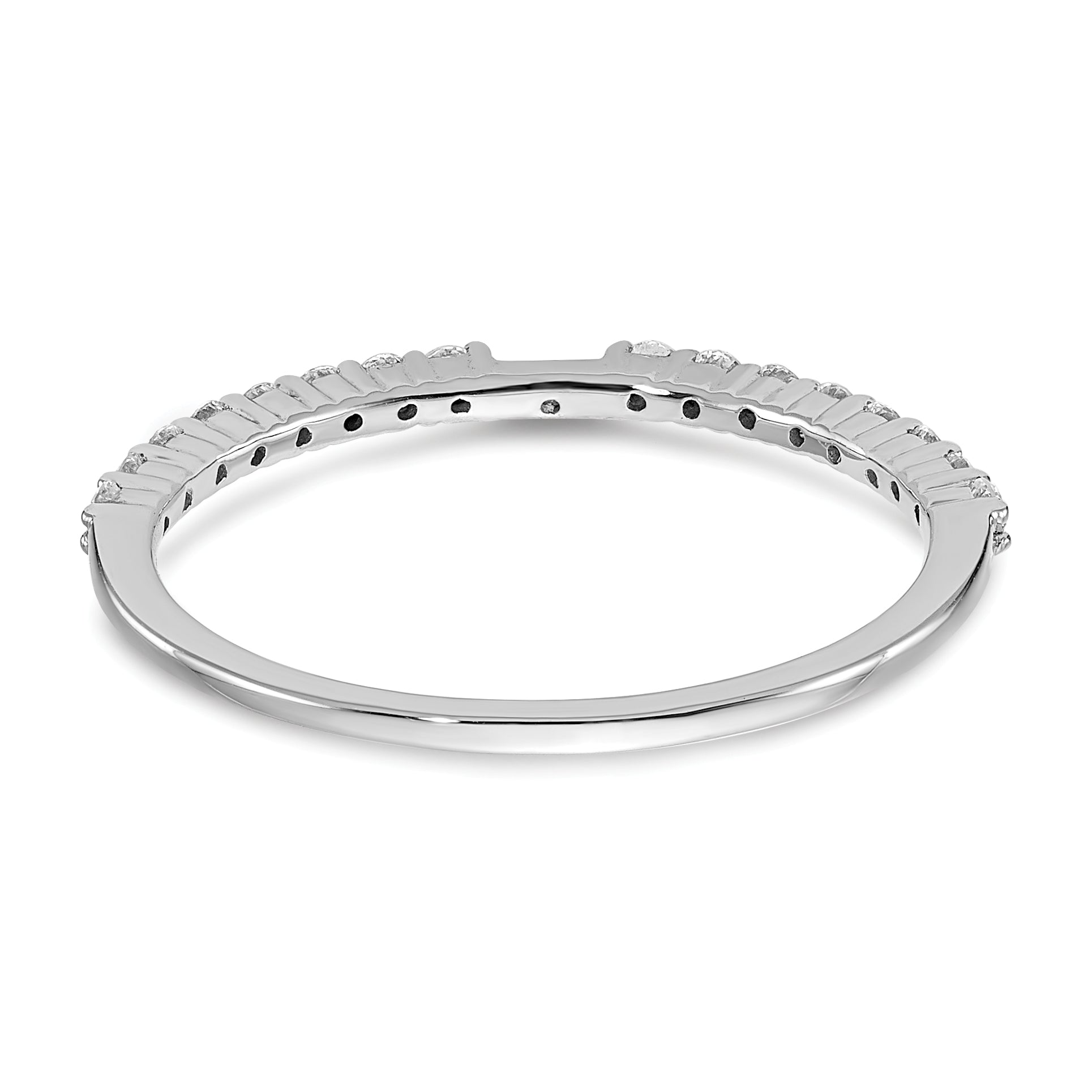 14K White Gold Diamond Peg Set CZ Engagement Ring