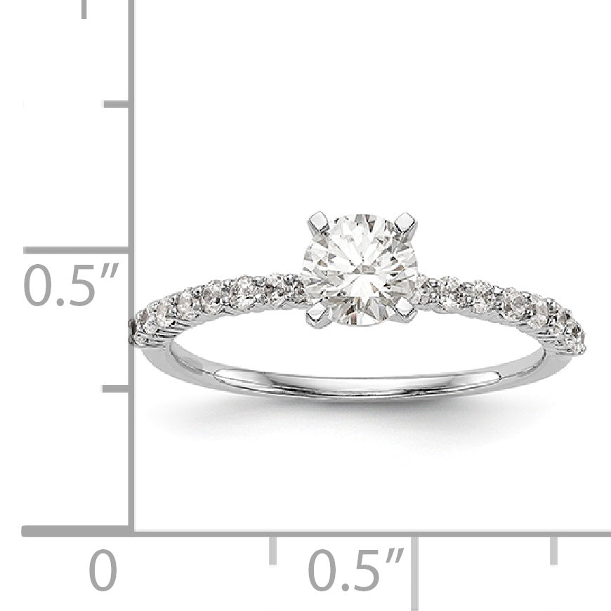 14K White Gold Diamond Peg Set CZ Engagement Ring