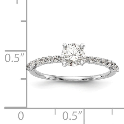 14K White Gold Diamond Peg Set CZ Engagement Ring