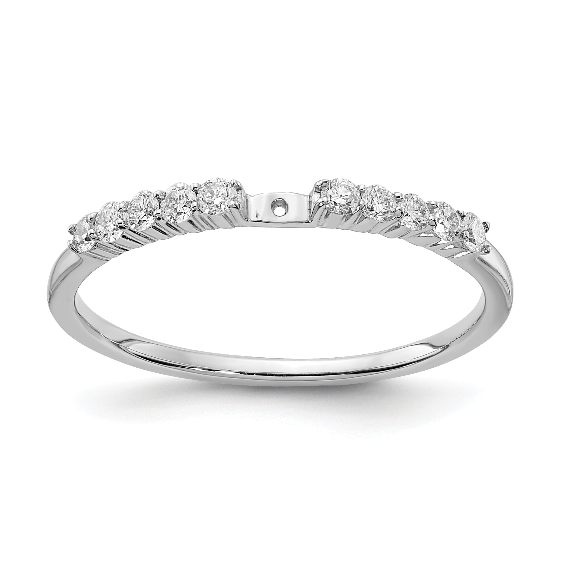 14K White Gold Diamond Peg Set CZ Engagement Ring
