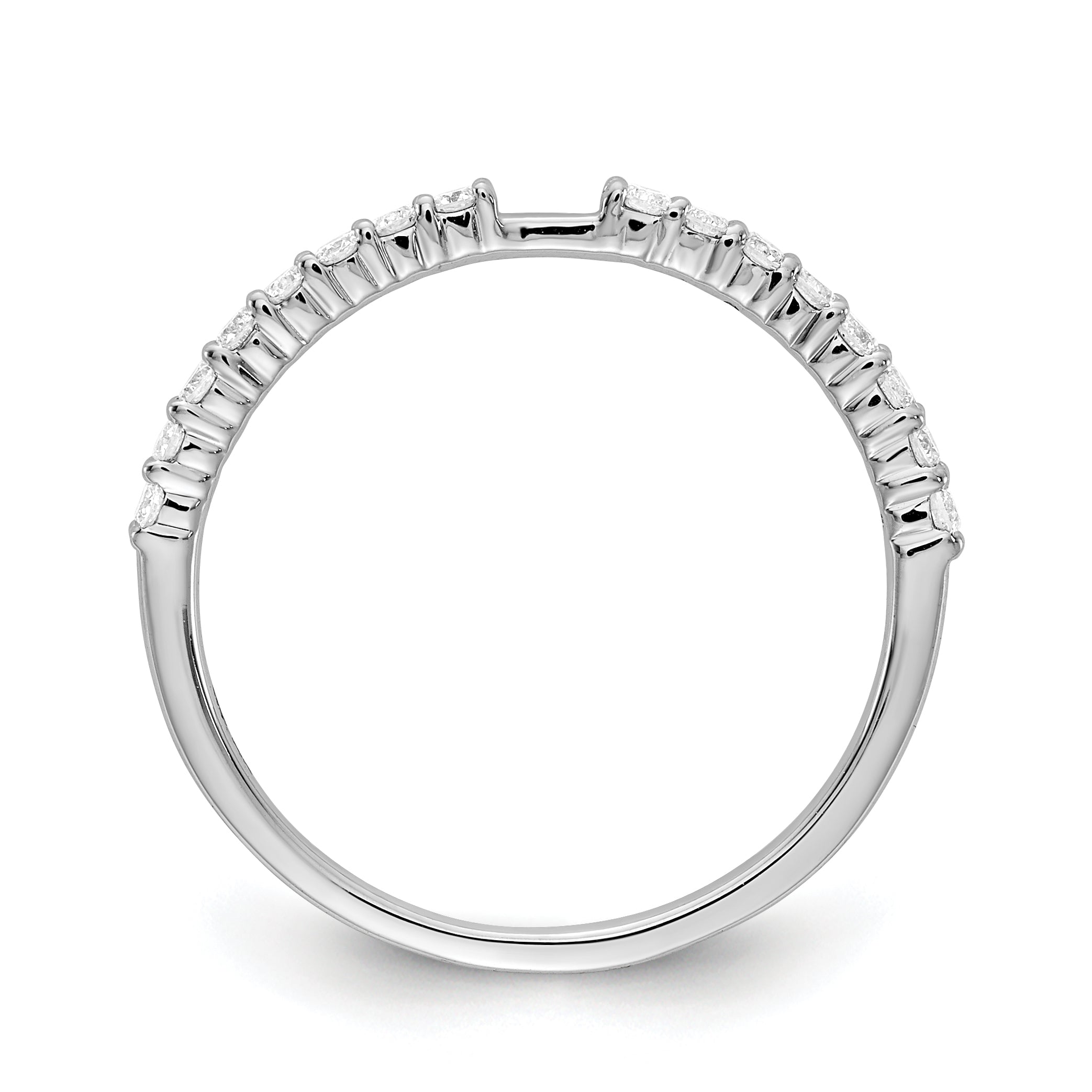 14K White Gold Diamond Peg Set CZ Engagement Ring