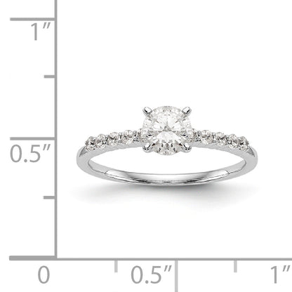 14K White Gold Diamond Peg Set CZ Engagement Ring