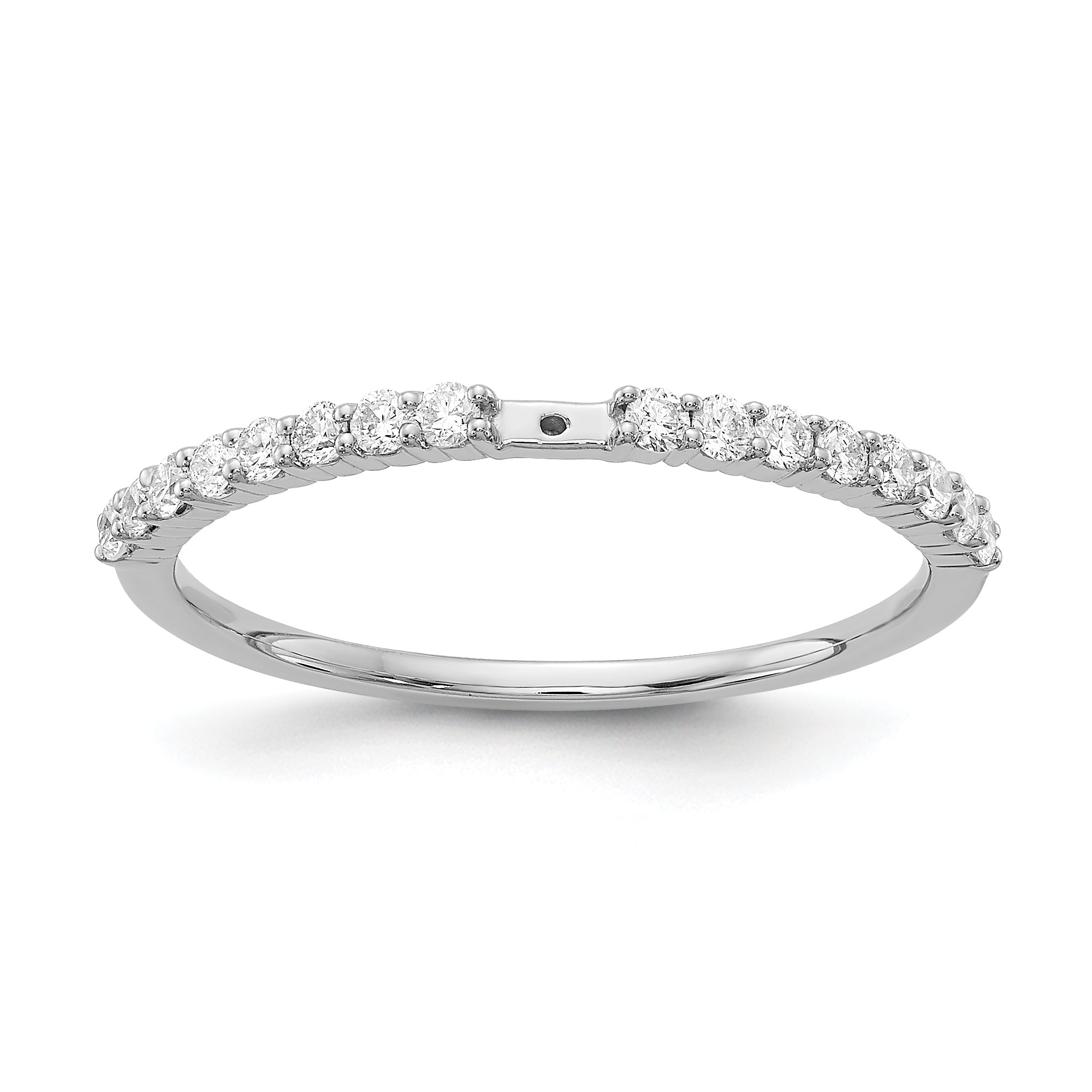 14K White Gold Diamond Peg Set CZ Engagement Ring