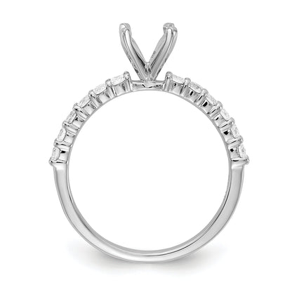14K White Gold Diamond Peg Set CZ Engagement Ring