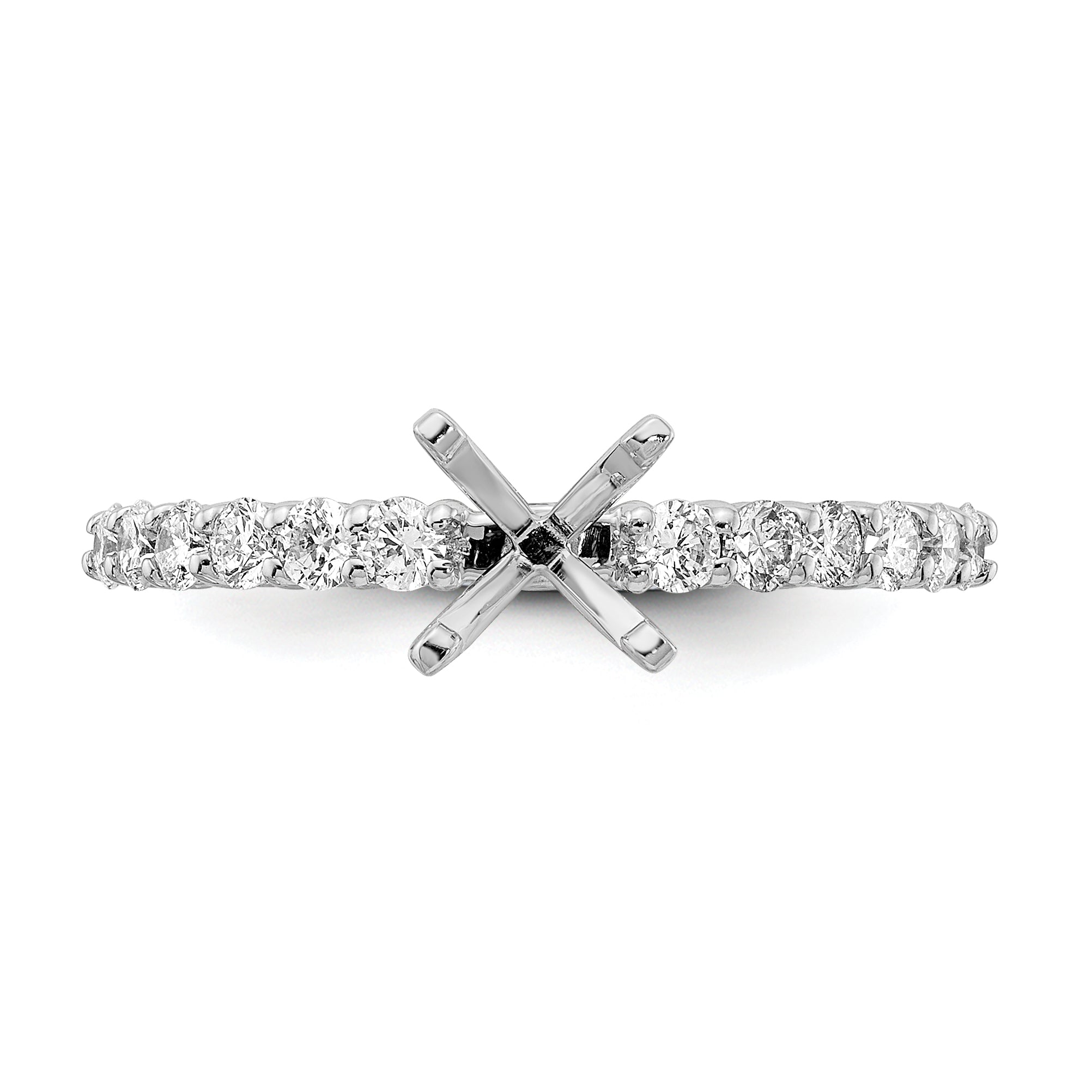 14K White Gold Diamond Peg Set CZ Engagement Ring