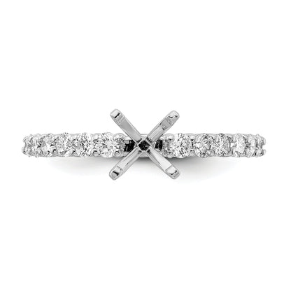 14K White Gold Diamond Peg Set CZ Engagement Ring