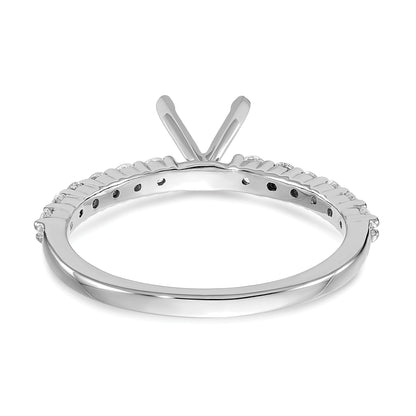 14K White Gold Diamond Peg Set CZ Engagement Ring