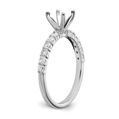 14K White Gold Diamond Peg Set CZ Engagement Ring