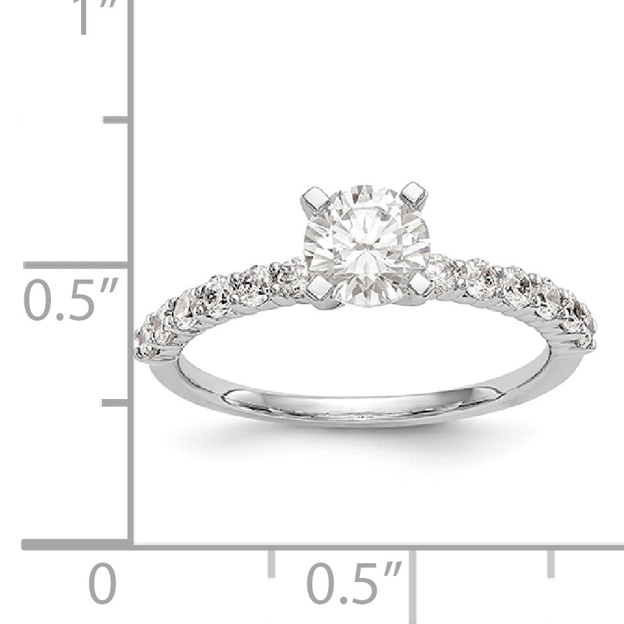 14K White Gold Diamond Peg Set CZ Engagement Ring