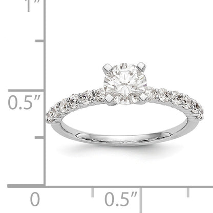 14K White Gold Diamond Peg Set CZ Engagement Ring