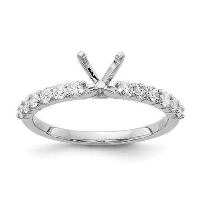 14K White Gold Diamond Peg Set CZ Engagement Ring