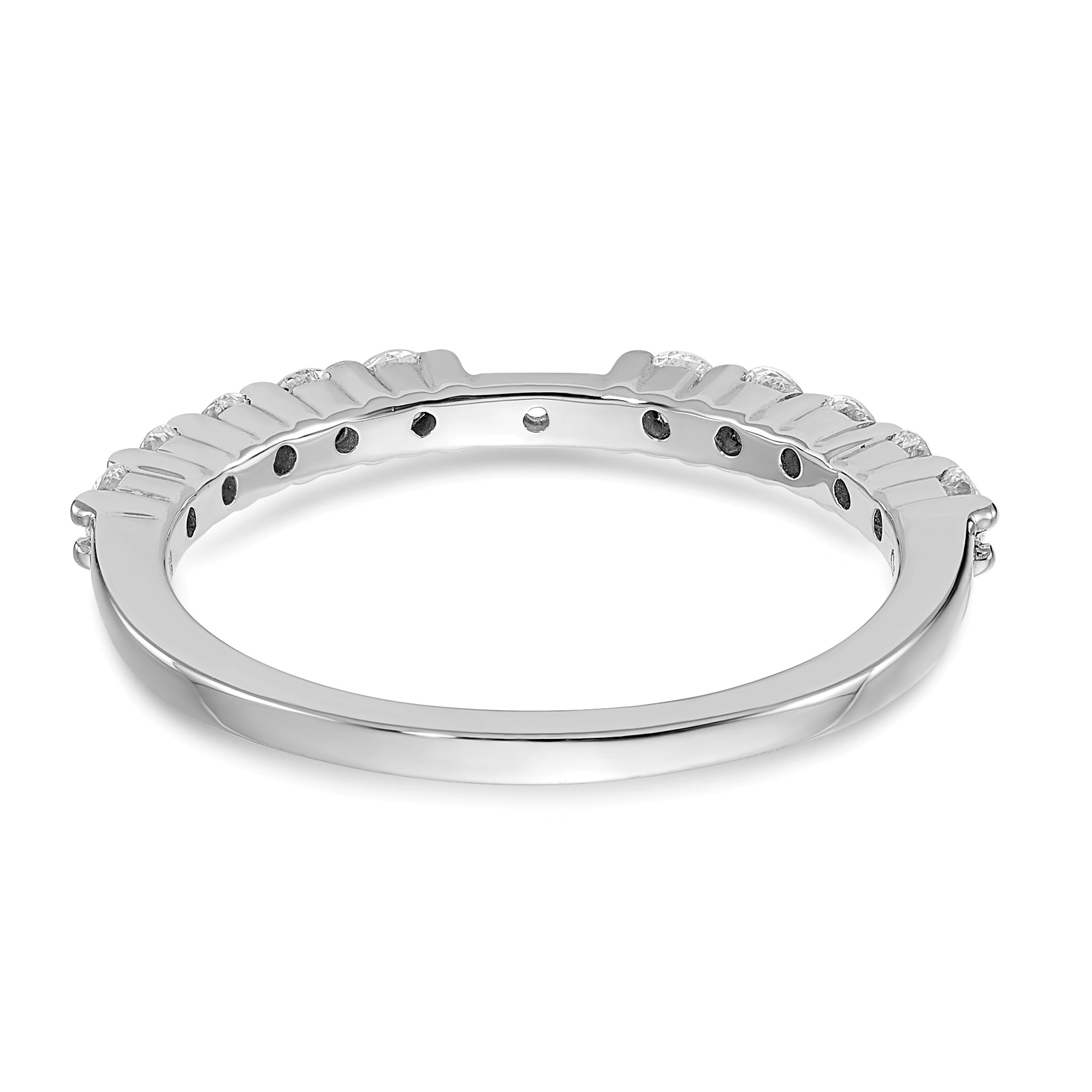 14K White Gold Diamond Peg Set CZ Engagement Ring