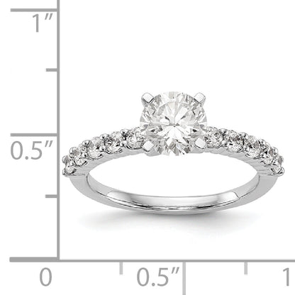 14K White Gold Diamond Peg Set CZ Engagement Ring