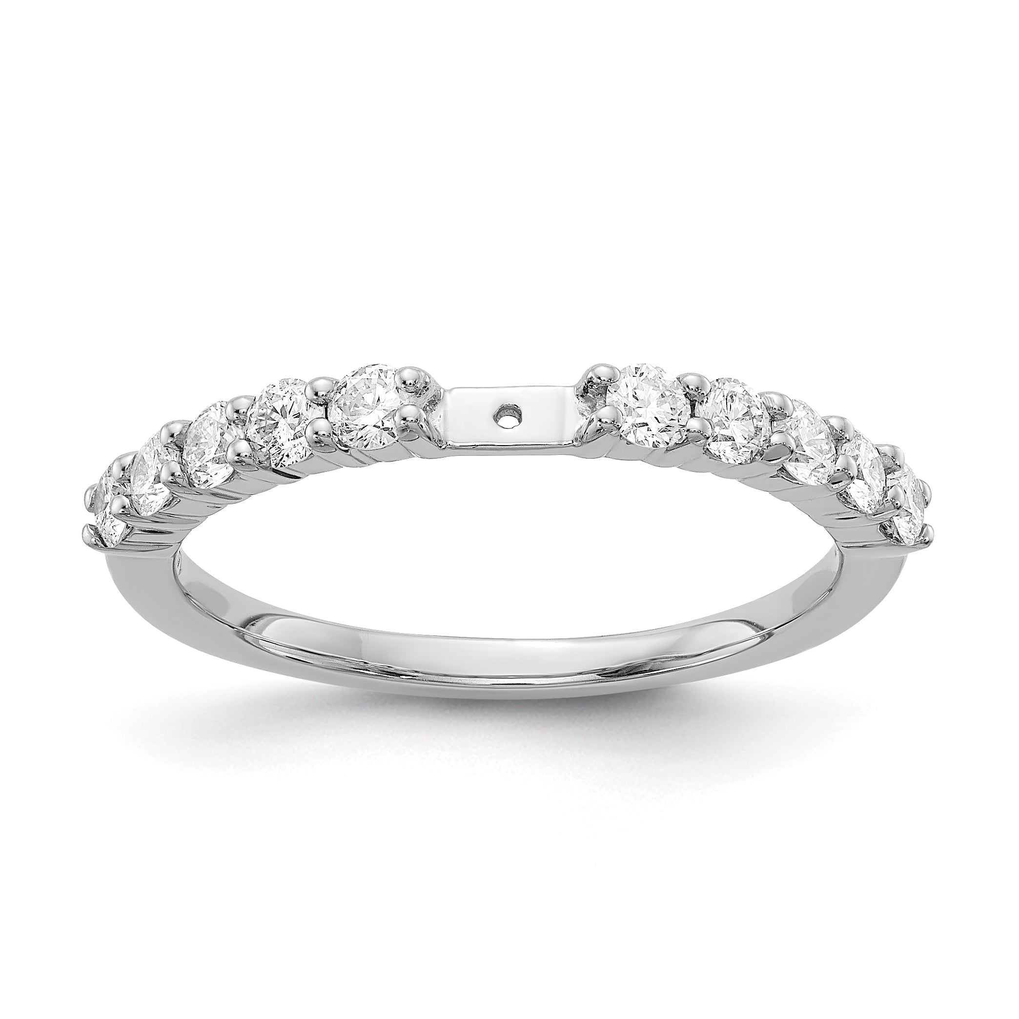 14K White Gold Diamond Peg Set CZ Engagement Ring