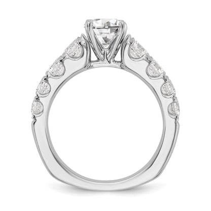 14K White Gold Diamond Peg Set CZ Engagement Ring