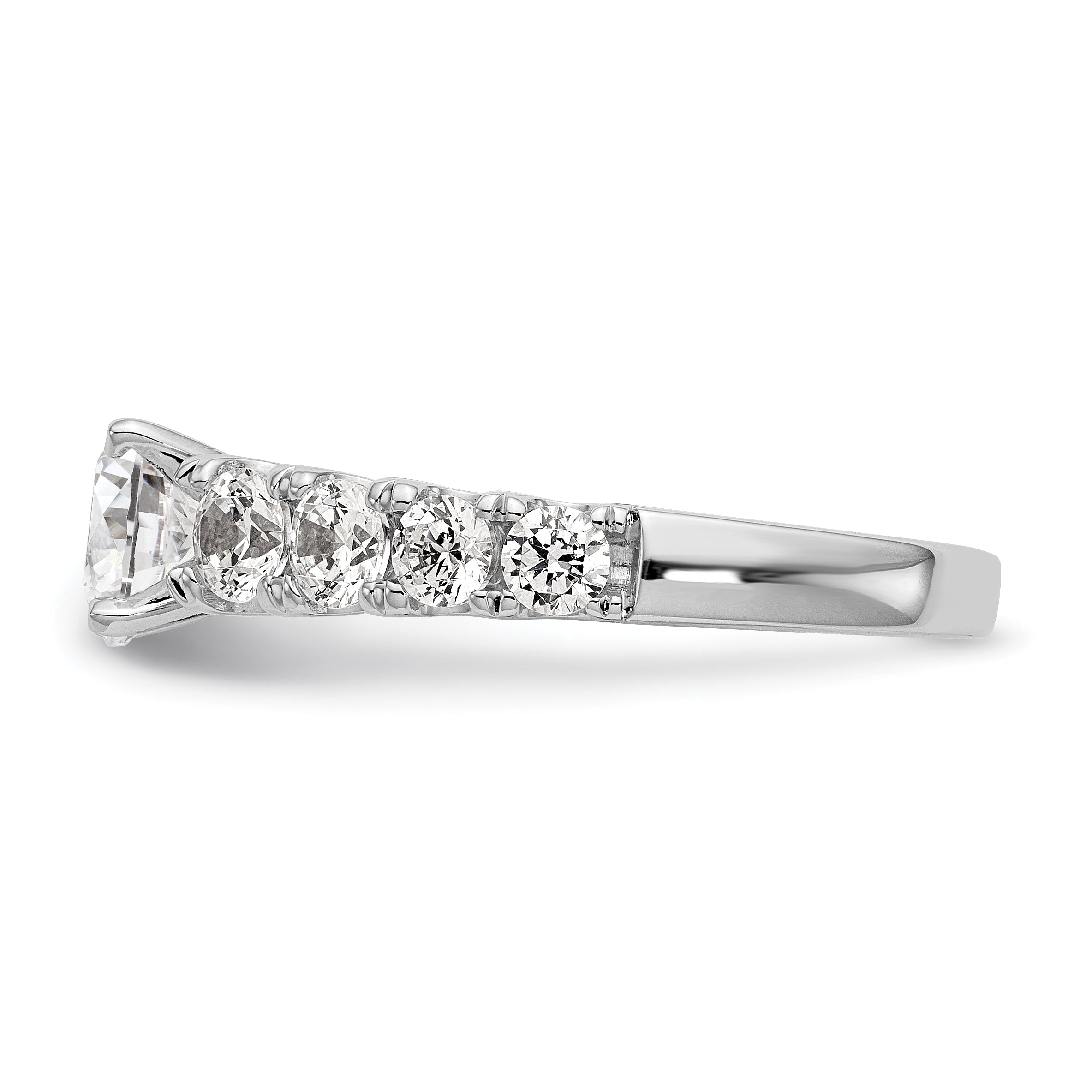 14K White Gold Diamond Peg Set CZ Engagement Ring