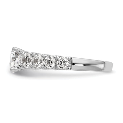 14K White Gold Diamond Peg Set CZ Engagement Ring