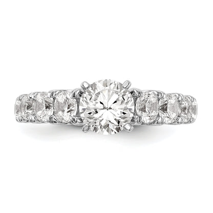 14K White Gold Diamond Peg Set CZ Engagement Ring