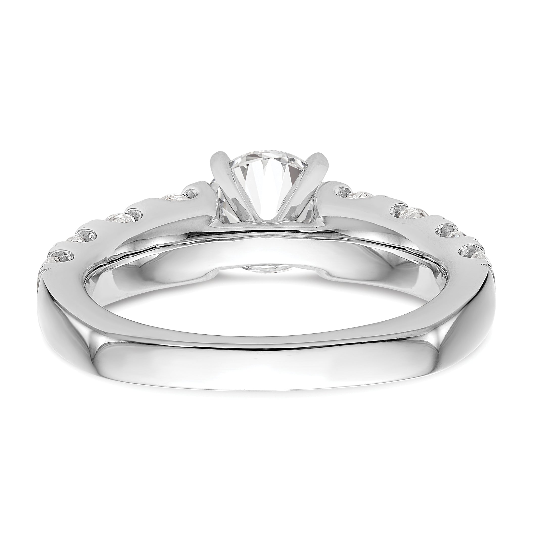 14K White Gold Diamond Peg Set CZ Engagement Ring