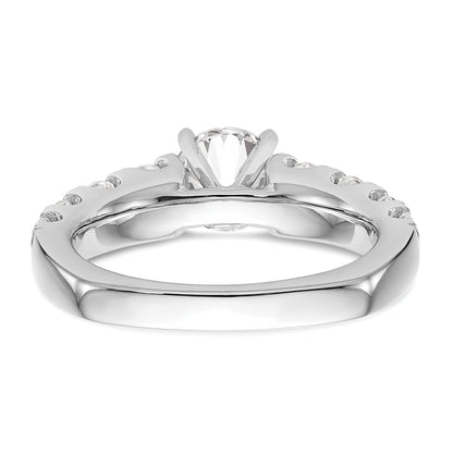 14K White Gold Diamond Peg Set CZ Engagement Ring