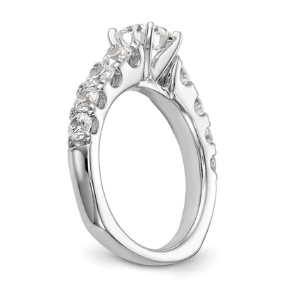 14K White Gold Diamond Peg Set CZ Engagement Ring