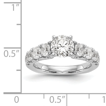 14K White Gold Diamond Peg Set CZ Engagement Ring