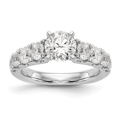 14K White Gold Diamond Peg Set CZ Engagement Ring
