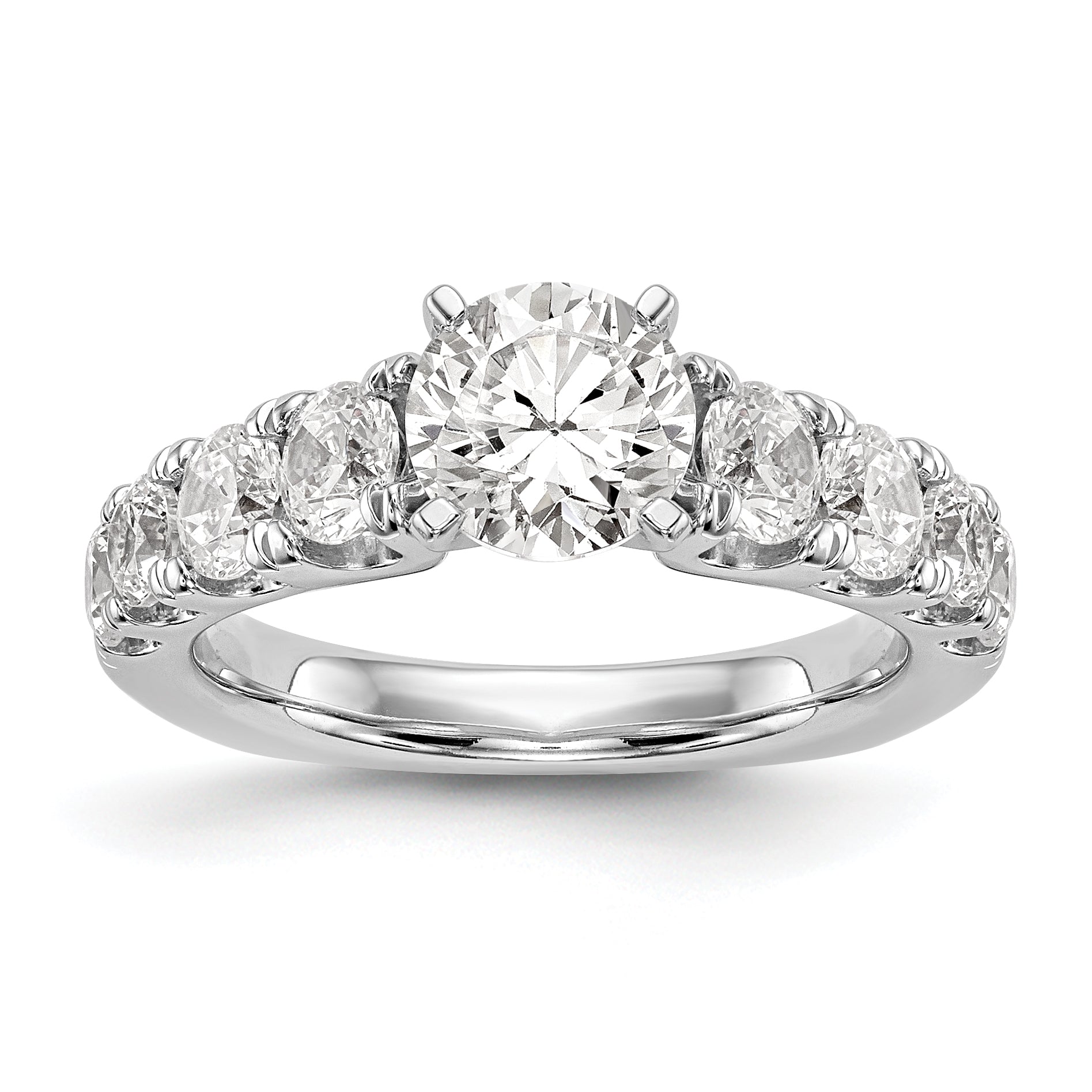 14K White Gold Diamond Peg Set CZ Engagement Ring