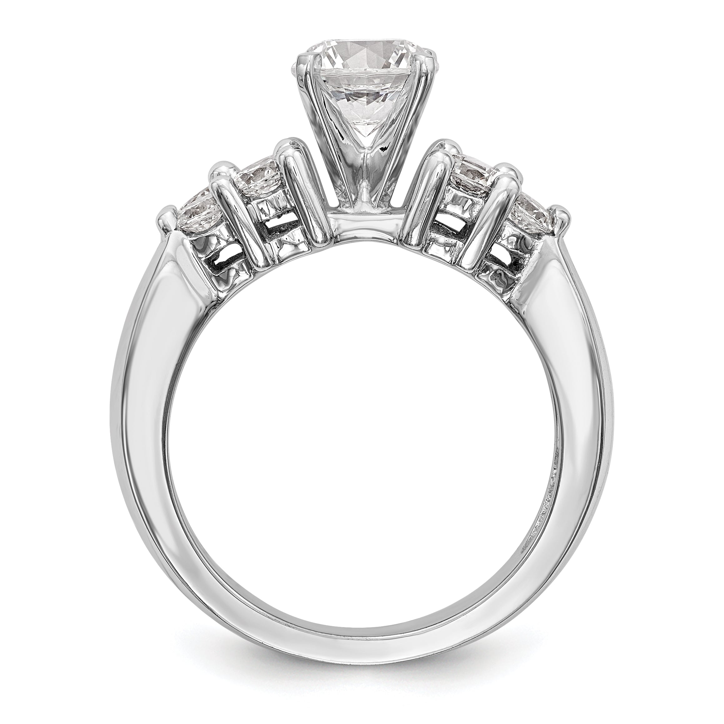 14K White Gold Diamond Peg Set Engagement Ring