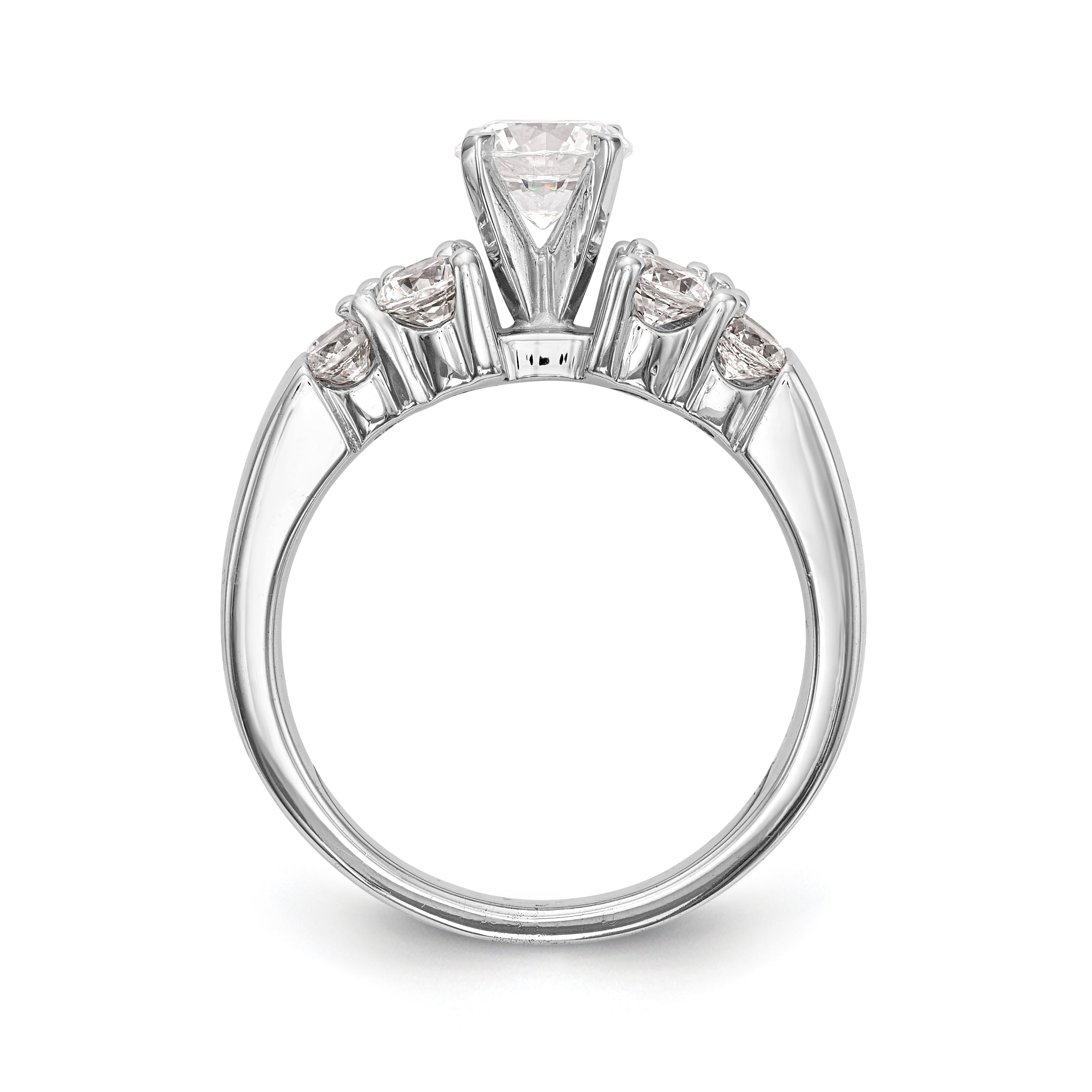 14K White Gold Diamond Peg Set Engagement Ring