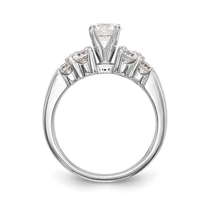 14K White Gold Diamond Peg Set Engagement Ring