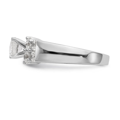 14K White Gold Diamond Peg Set Engagement Ring