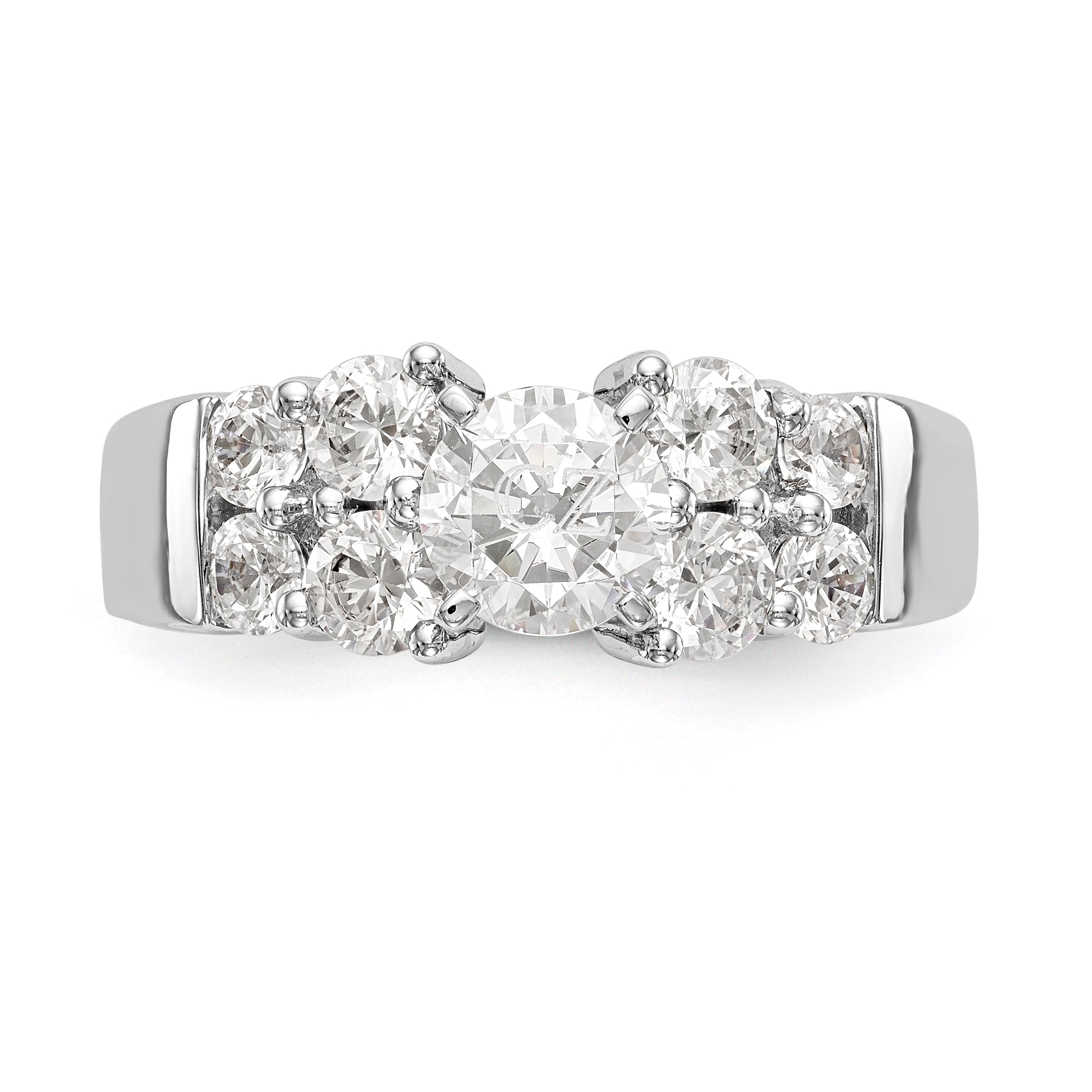 14K White Gold Diamond Peg Set Engagement Ring