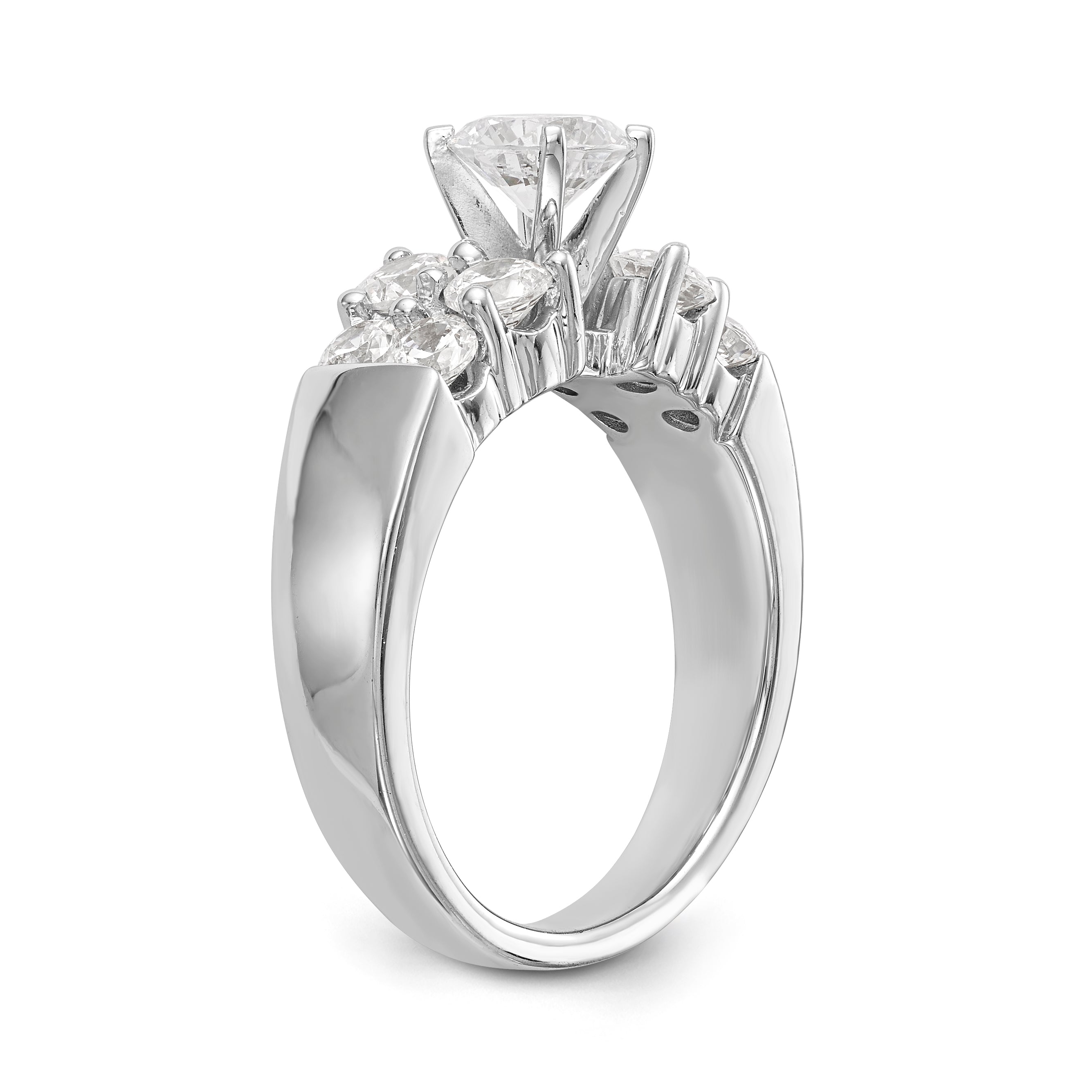 14K White Gold Diamond Peg Set Engagement Ring