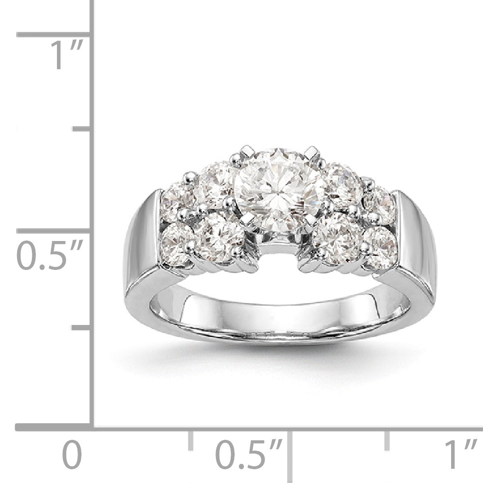 14K White Gold Diamond Peg Set Engagement Ring