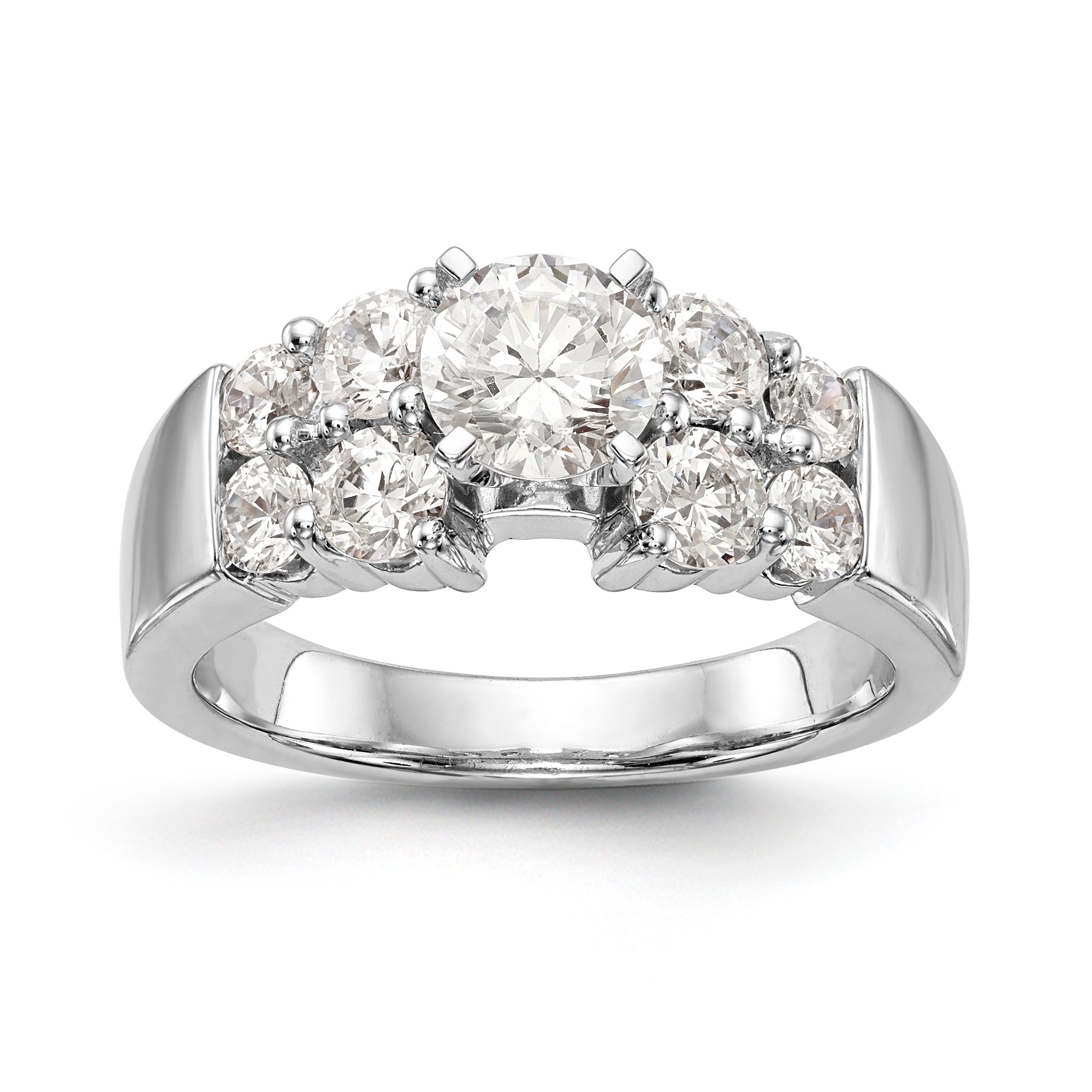 14K White Gold Diamond Peg Set Engagement Ring