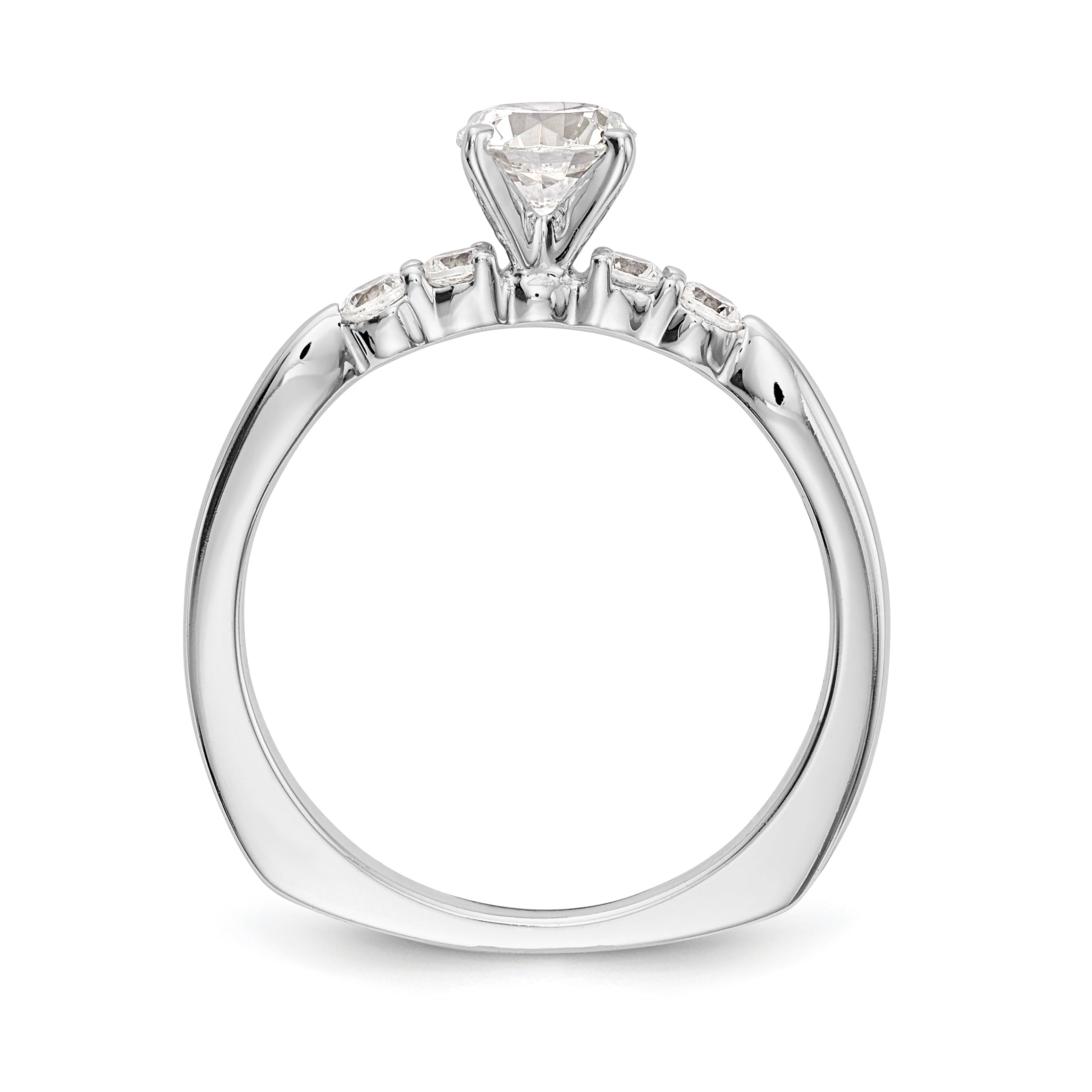 14K White Gold Diamond Peg Set CZ Engagement Ring
